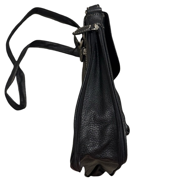 Black Faux Leather Crossbody Messenger Bag - Picture 8 of 9